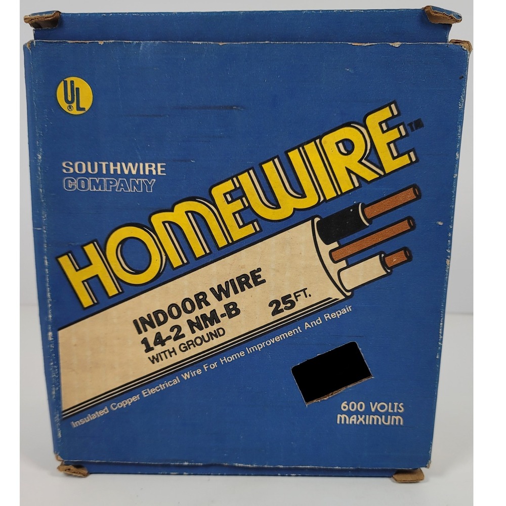 Vtg Southwire Homewire 14-2 NM-B Indoor Wire with Ground 25ft 600V Copper Cable